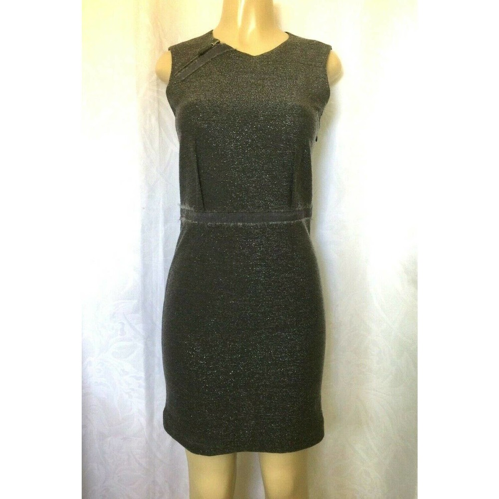 PORTS1961 Dress Sheath Sleeveless Gray Metallic 6